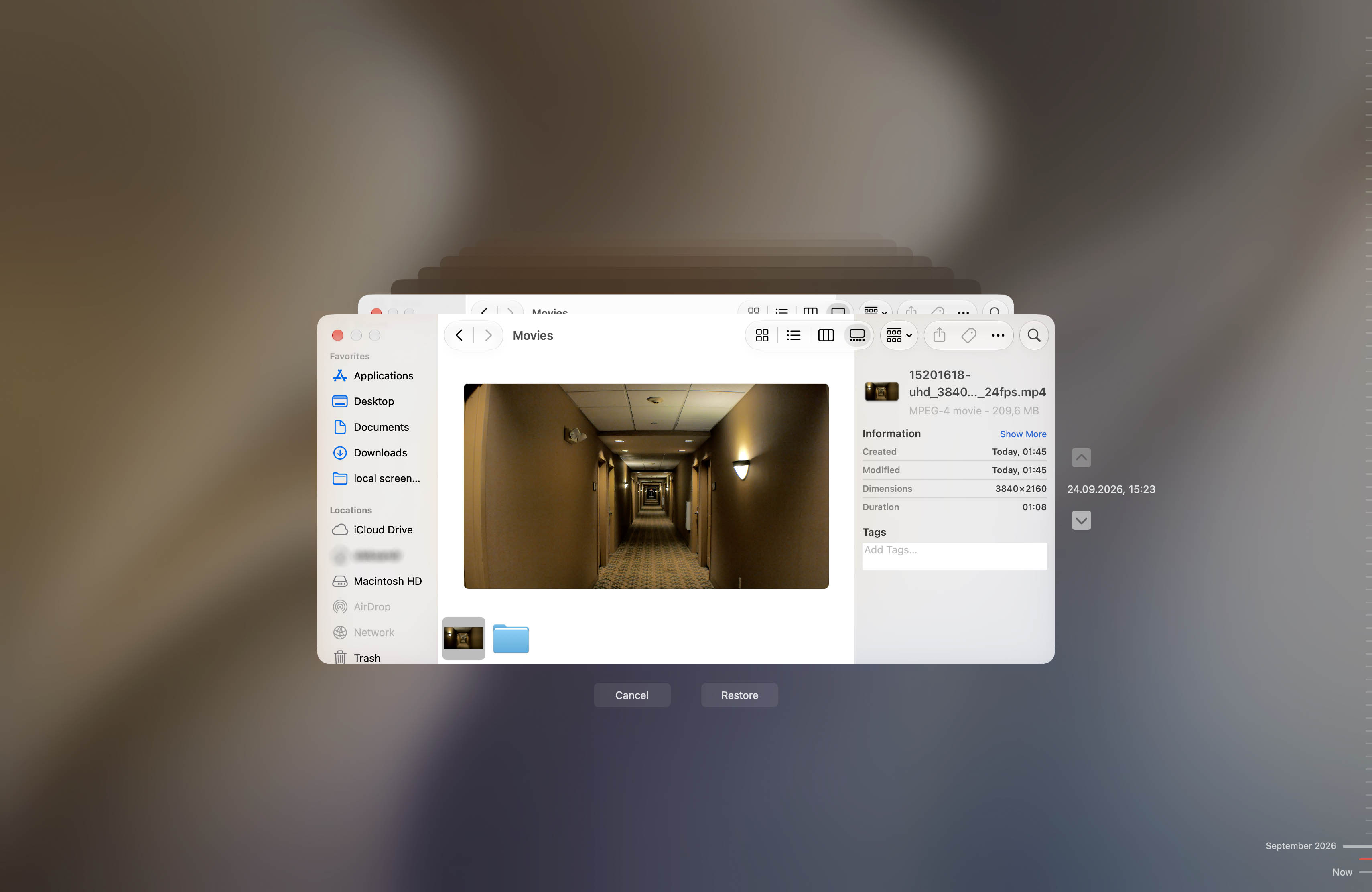 restore doorbell recording with time machine
