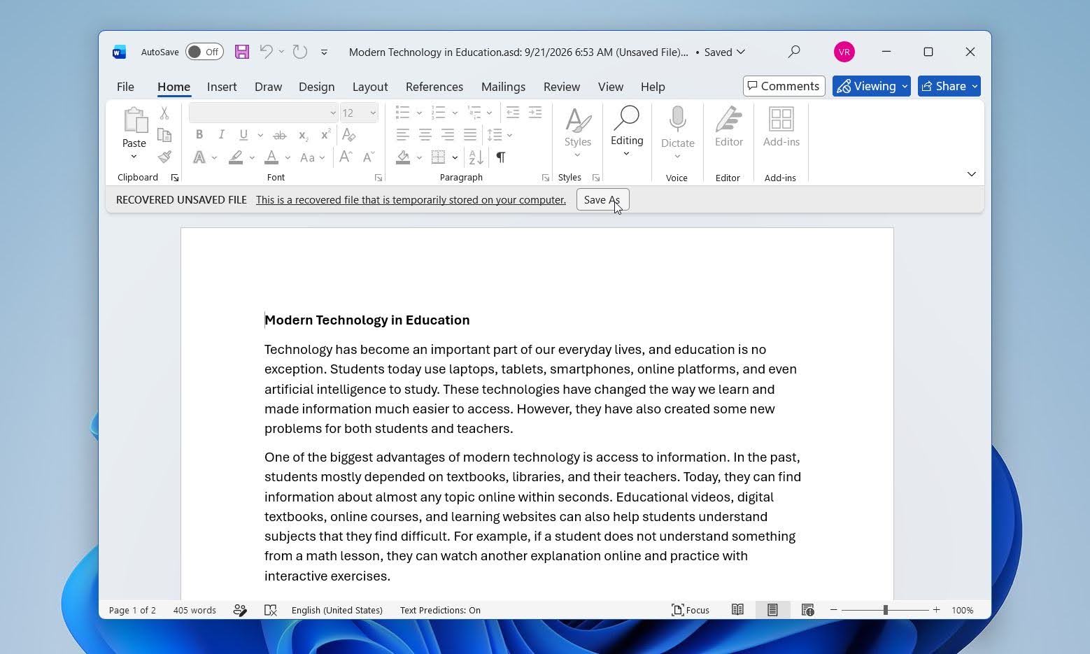 Save the document