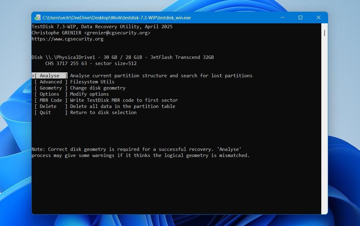 Test Disk select Analyze