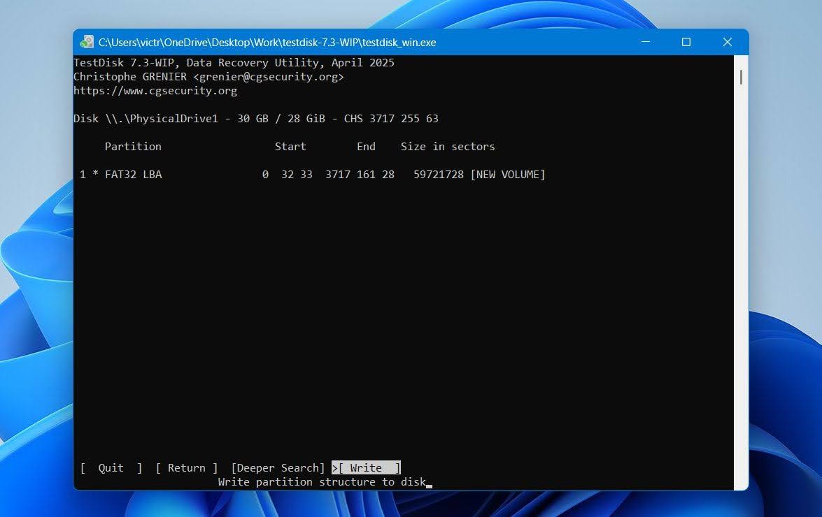 Test Disk write