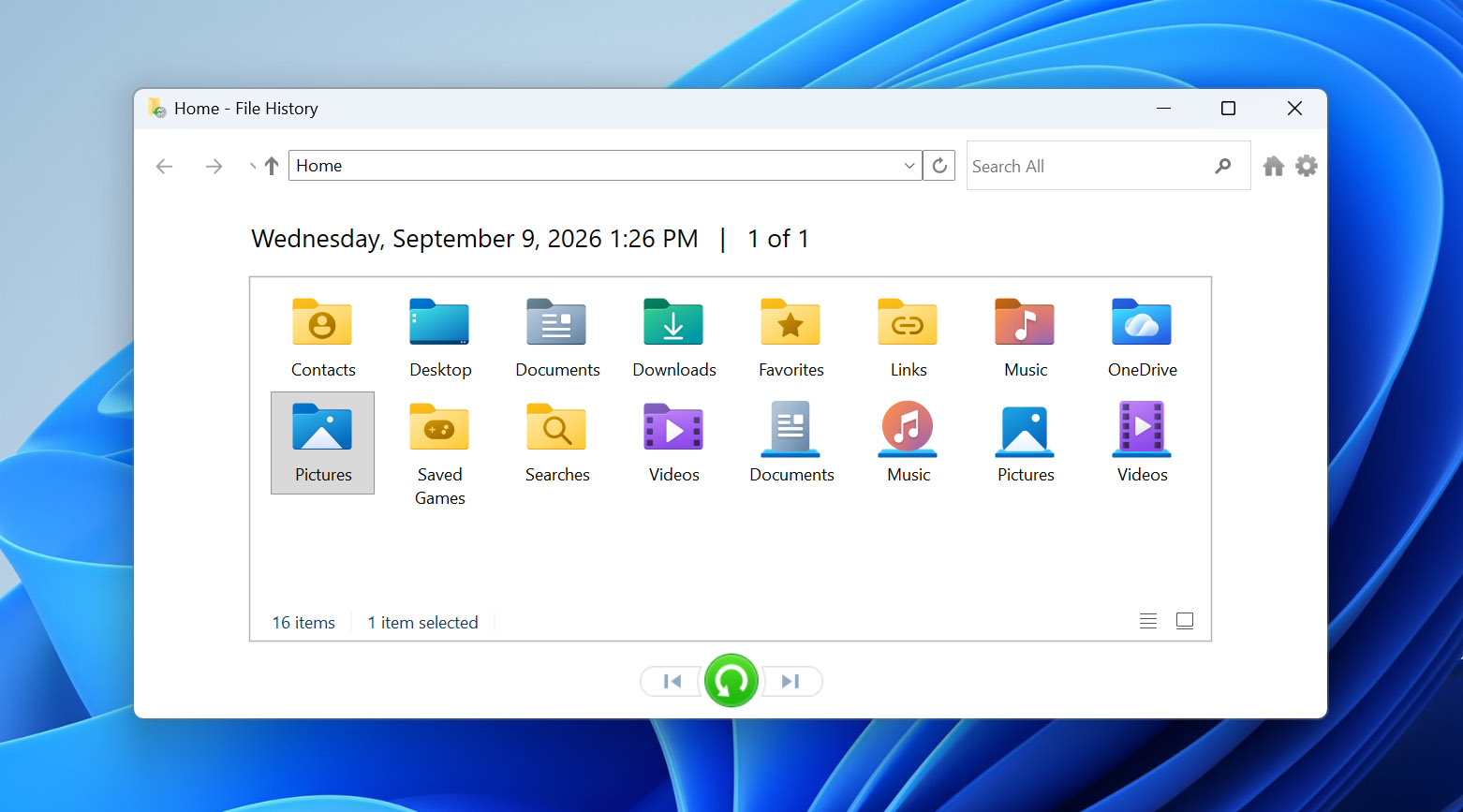 restore photos with file history